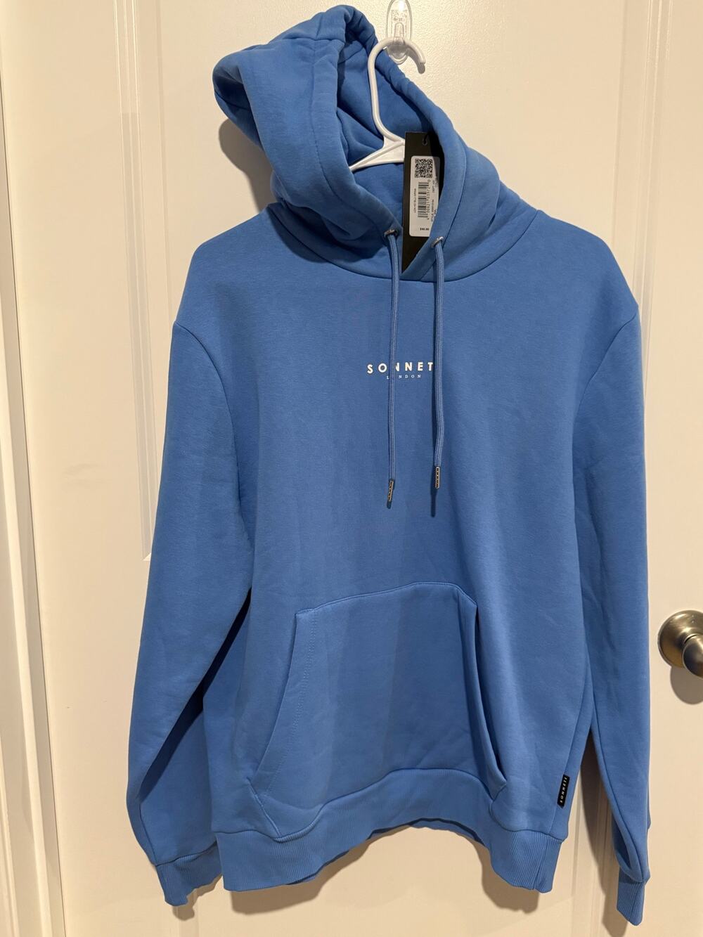 Sonneti London Essential Hoodie Men’s S (women’s med) Blue Sweatshirt NWT